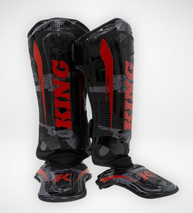 King Pro Boxing Kickboxing Shin Guards Shogun - Black/Red