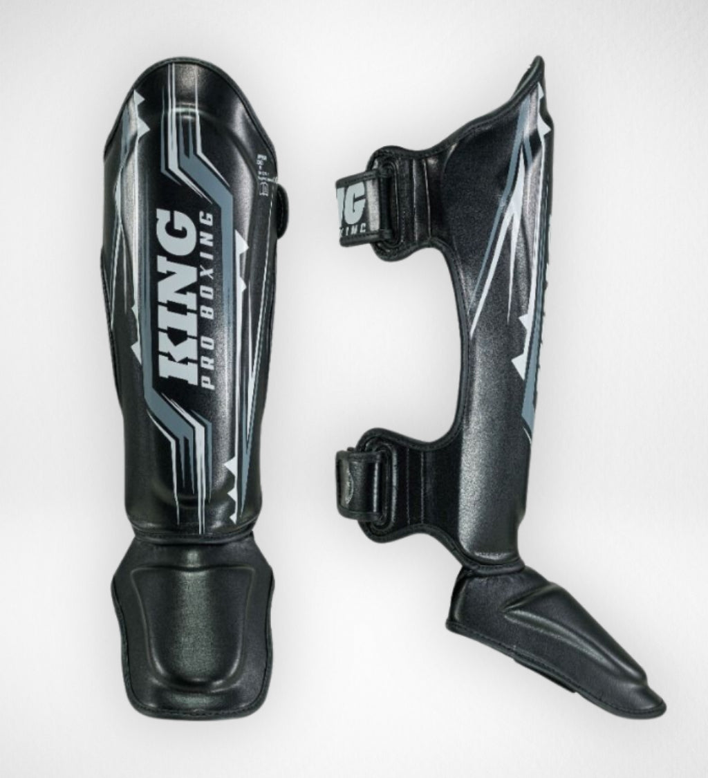 Caneleiras de kickboxing King Pro Boxing Spartan – Preto/Cinzento