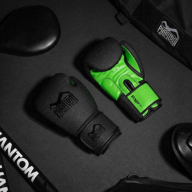 Luvas de boxe Phantom Athletics Galaxy – Preto/Verde Neon