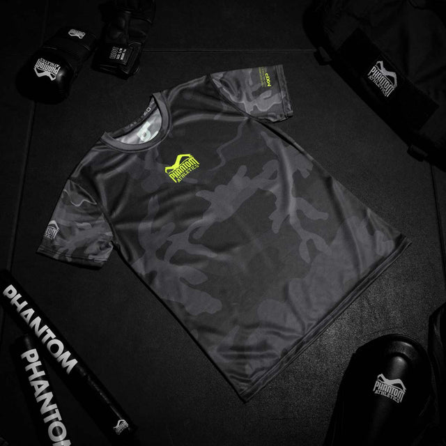 Tréninkové tričko Phantom Athletics EVO Neon – Černá Camo/Neon