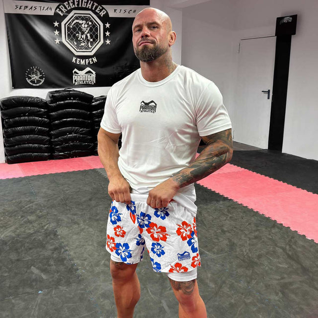 Phantom Athletics MMA-shorts Fusion 2in1 Hawaii – Vit/Blå/Röd