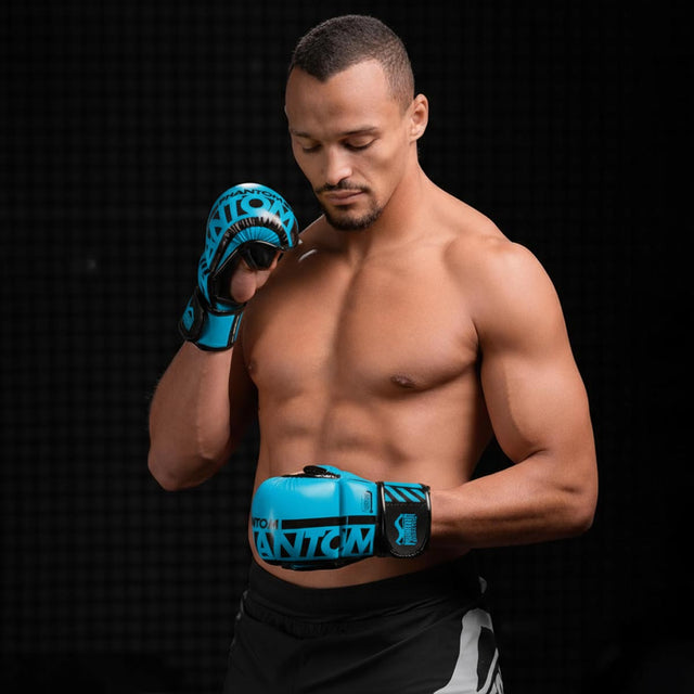 Mănuși MMA Phantom Athletics APEX – Albastru Neon