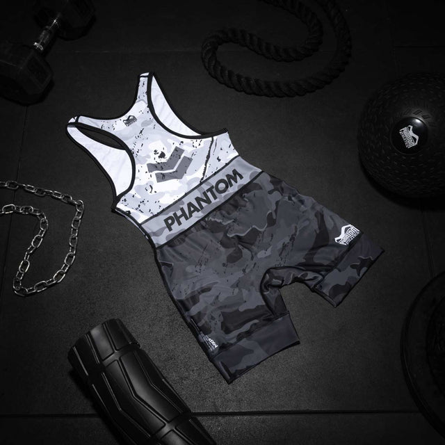 Zápasnické tílko Phantom Athletics Delta – Bílá/Šedá/Černá
