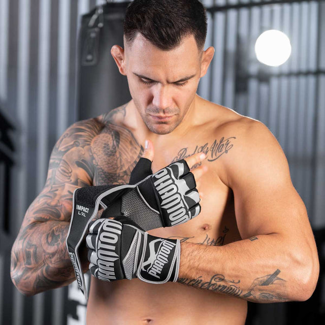 Vendas de boxeo Phantom Athletics Impact Neopreen Gel – Negro/Gris