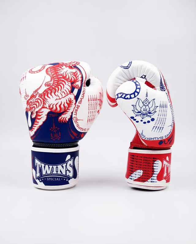 Guantoni da boxe Twins FBGVL4 Yant – Bianco/Blu/Rosso