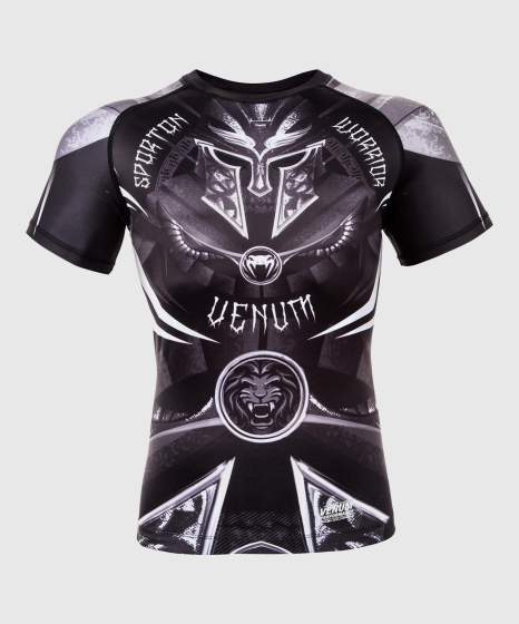Rashguard Venum Gladiator 3.0 Mâneci Scurte – Negru/Gri/Alb