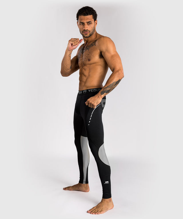 Spats de compressão Venum Adrenaline – Preto/Cinzento Prateado