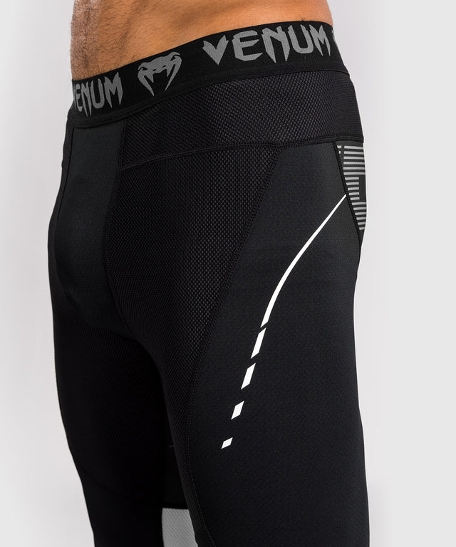 Spats de compressão Venum Adrenaline – Preto/Cinzento Prateado