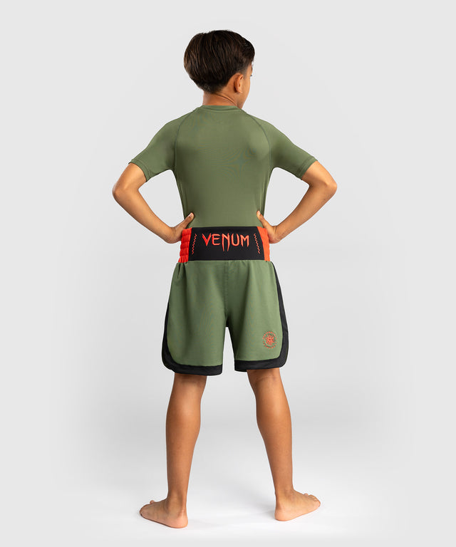 Calções de boxe Venum Classic Criança – Verde militar/Laranja