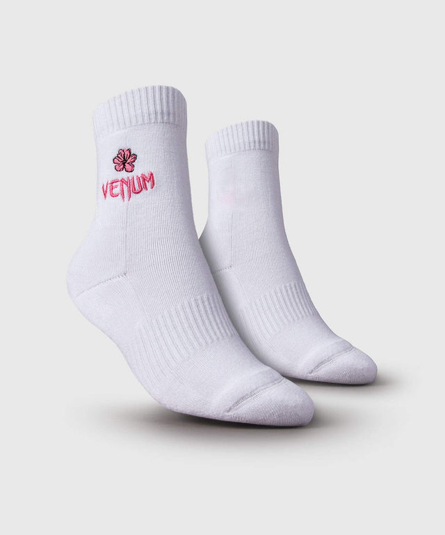 Meias Venum Crew Vector Mulher – Branco/Rosa
