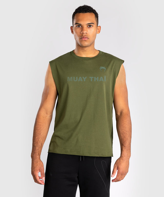 T-shirt sem mangas Venum Muay Thai – Verde militar