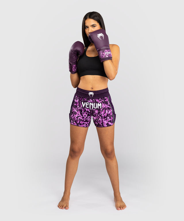 Spodenki Muay Thai Venum Iris – Fioletowe/Camo Różowe