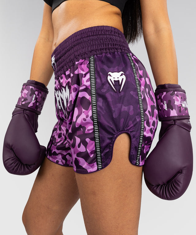 Spodenki Muay Thai Venum Iris – Fioletowe/Camo Różowe