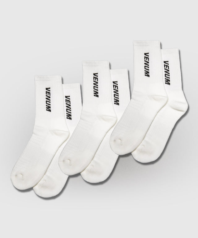 Venum Essential Strumpor - Vit - Set om 3