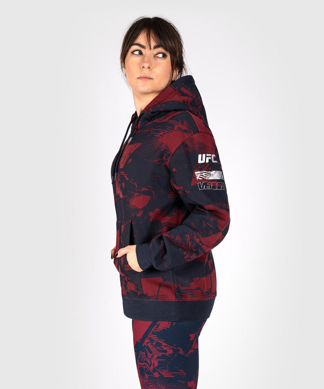 Sudadera con capucha Venum UFC Zenith para mujer – Azul marino/Burdeos/Plata