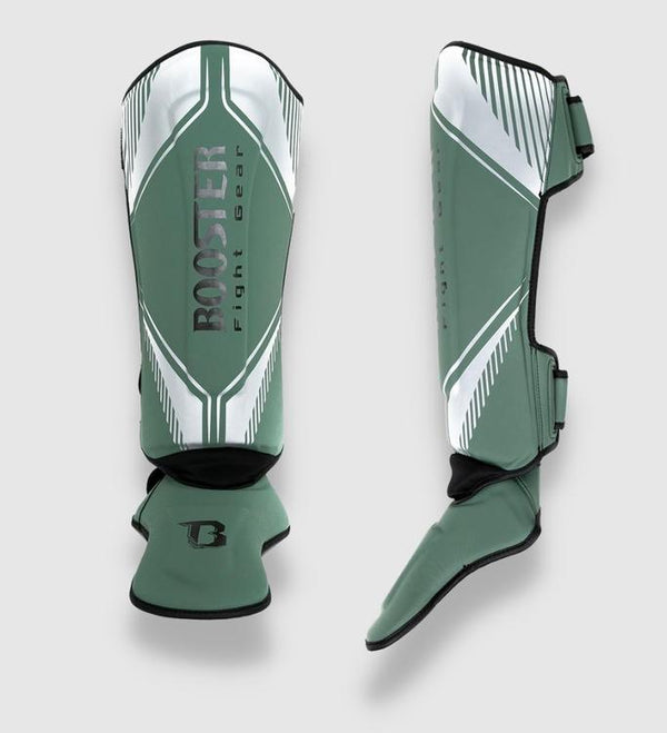 Caneleiras de kickboxing Booster Bangkok – Verde/Prata/Preto