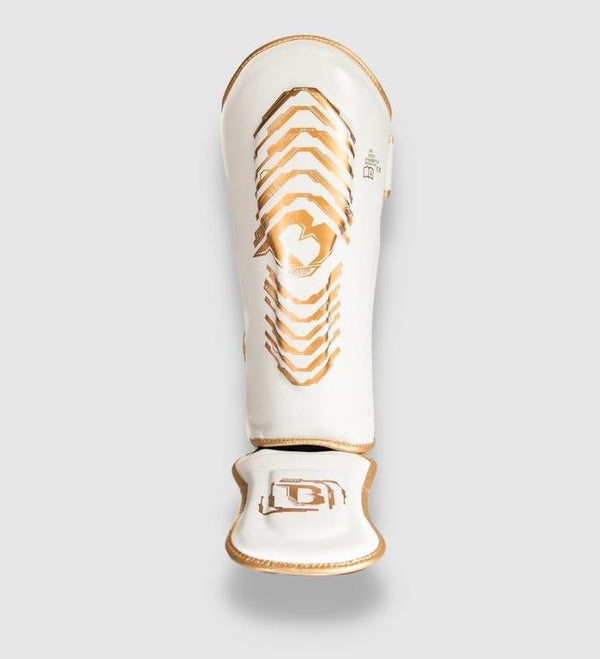 Ochraniacze na piszczele Booster Kickboks Elite V2 Dziecięce – Biały/Złoty