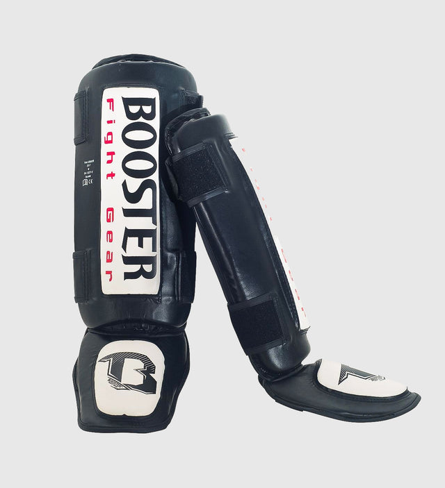 Ochraniacze na piszczele Booster Kickboks Thai Striker – Czarne/Białe – Ochraniacze na piszczele