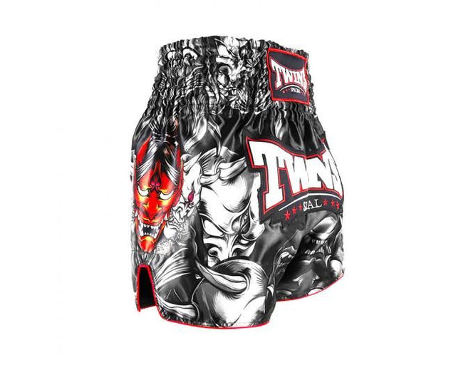 Muay Thai trenky Twins TTBL Kabuki – Černé/Šedé/Červené