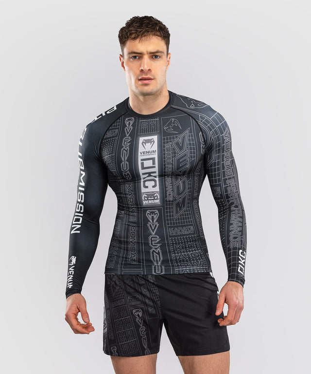 Venum Rashguard Karate Combat Lange Mouwen - Zwart/Grijs