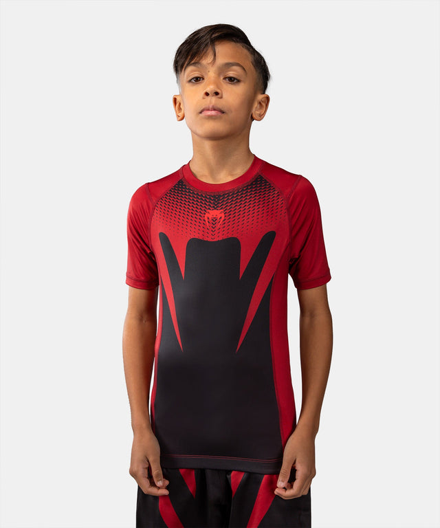Venum Rashguard Attack Korta ärmar barn - Svart/Röd