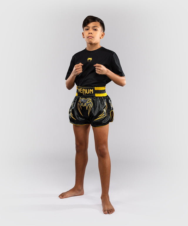 Pantaloncini Muay Thai Venum Bangkok Fury – Bambini Nero/Oro