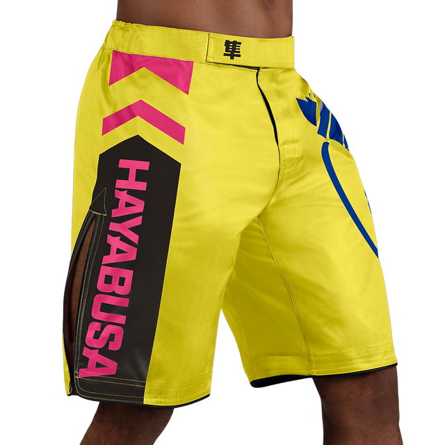 Shorts de MMA Hayabusa Icon Lang – Jaune/Bleu/Rose