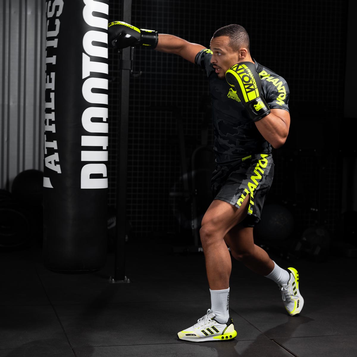 Shorts de MMA Phantom Athletics EVO Neon – Noir Camo/Neon