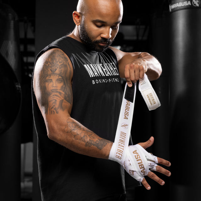 Bandes de boxe Hayabusa x Mayweather Deluxe – Blanc/Or
