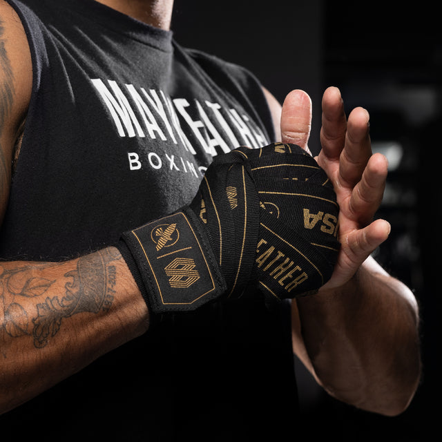 Bandes de boxe Hayabusa x Mayweather Stretch – Noir/Or