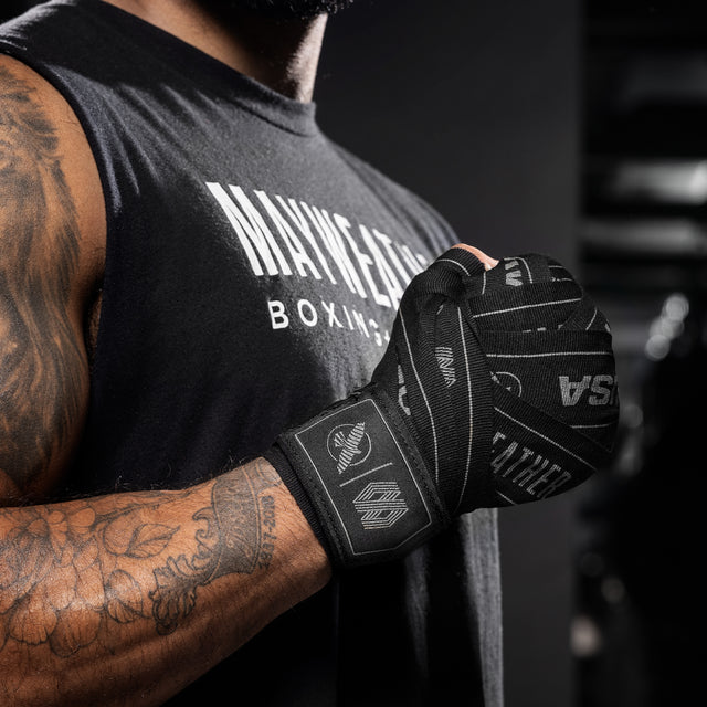 Bandes de boxe Hayabusa x Mayweather Stretch – Noir/Gris