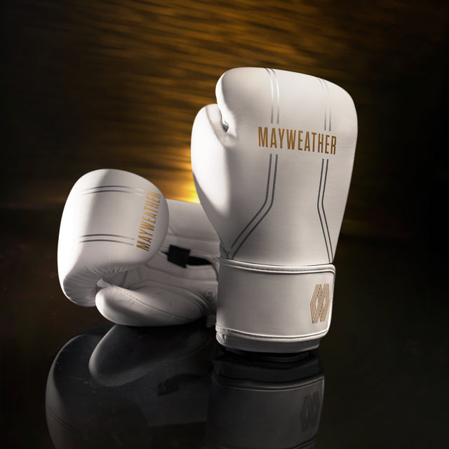 Hayabusa x Mayweather Boxningshandskar Contender – Vit/Guld