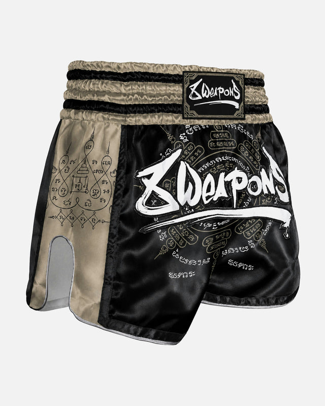 Shorts de Muay Thai 8 WEAPONS 8 Ways Yant 2.0 – Noir/Sable