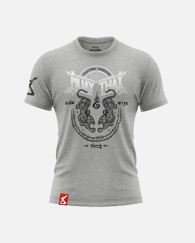8 WEAPONS T-shirt Sak Yant Tigers – Grå