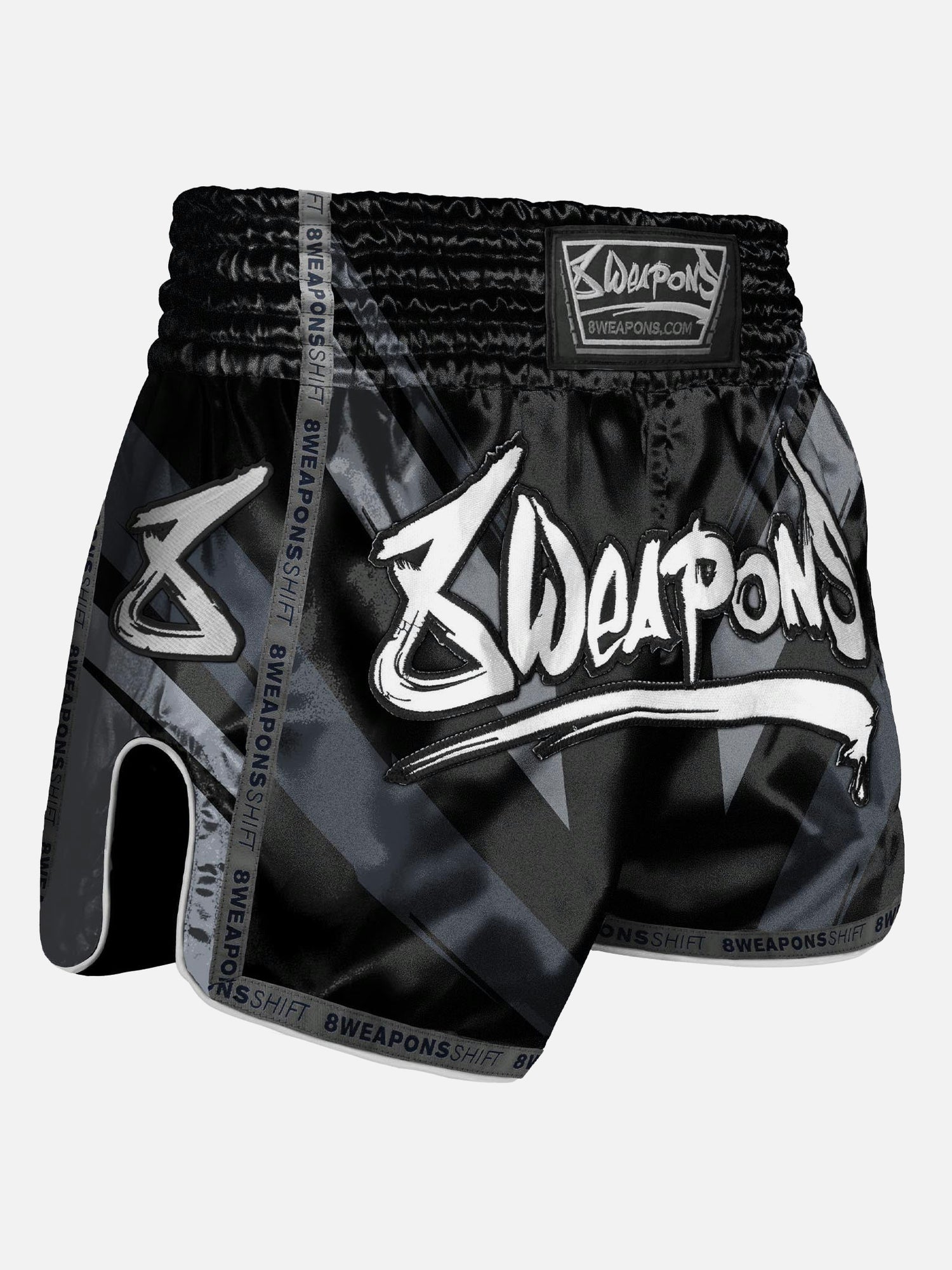 Calções de Muay Thai 8 WEAPONS Shift – Preto Mate