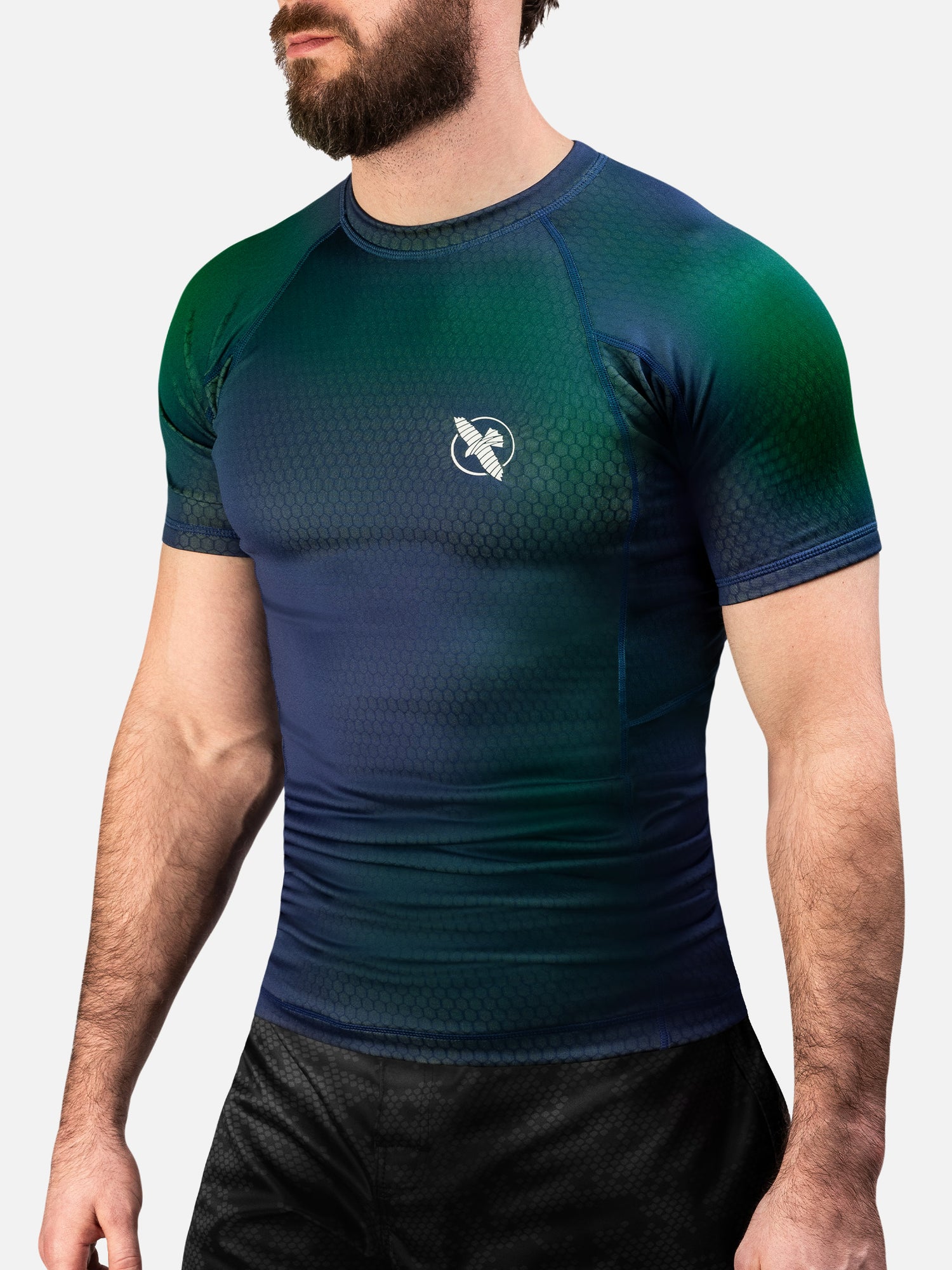 Hayabusa Rashguard Fusion Korte Mouwen - Blauw/Groen