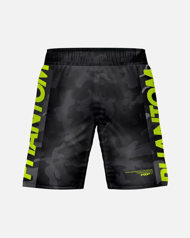 Shorts de MMA Phantom Athletics EVO Neon – Noir Camo/Neon