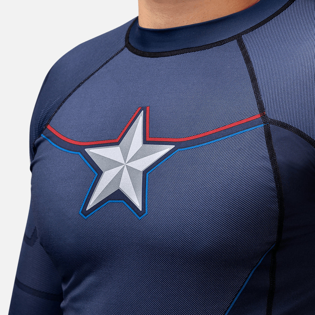 Marvel Rashguard Captain America Lange Mouwen - Blauw