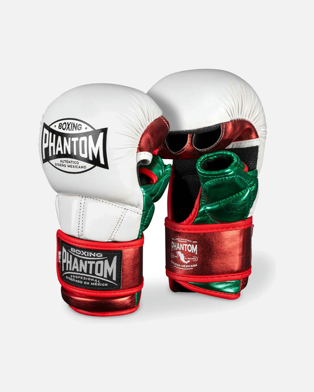 MMA rukavice Phantom Athletics Mexico – Stříbrná/Zelená/Červená