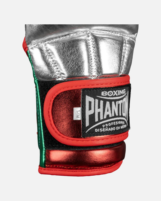 MMA rukavice Phantom Athletics Mexico – Stříbrná/Zelená/Červená