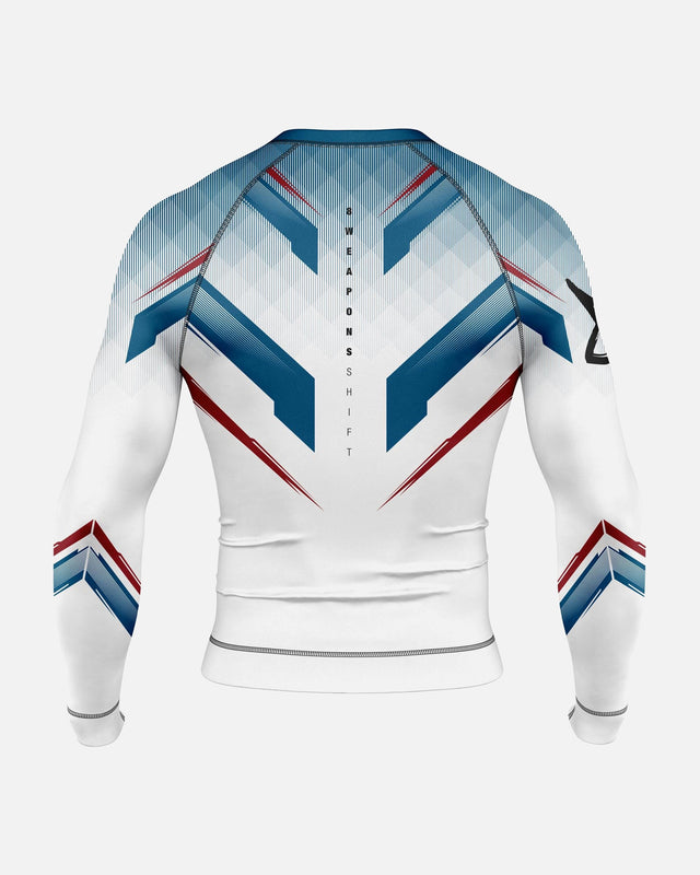 8 WEAPONS Rashguard Shift – Vit/Marinblå/Röd