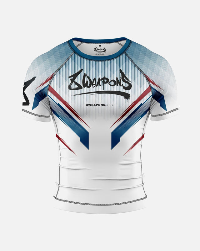 8 WEAPONS Rashguard Shift – Vit/Marinblå/Röd