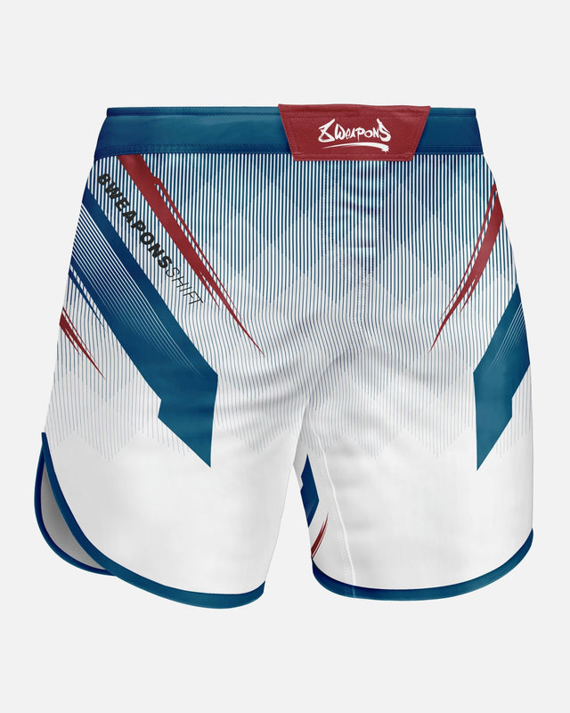 Pantalones de MMA 8 WEAPONS Shift – Blanco/Azul marino/Rojo