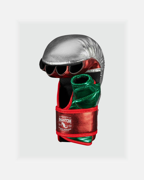 Luvas de MMA Phantom Athletics Mexico – Prata/Verde/Vermelho