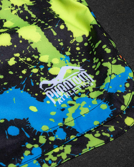 Phantom Athletics MMA Shorts Fusion Splatter - Zwart/Neon