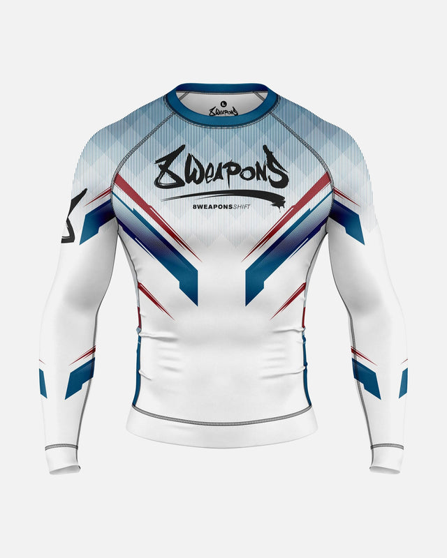 8 WEAPONS Rashguard Shift – Vit/Marinblå/Röd