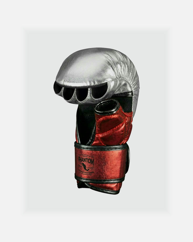 Rękawice MMA Phantom Athletics Mexico – Srebrno/Czerwone