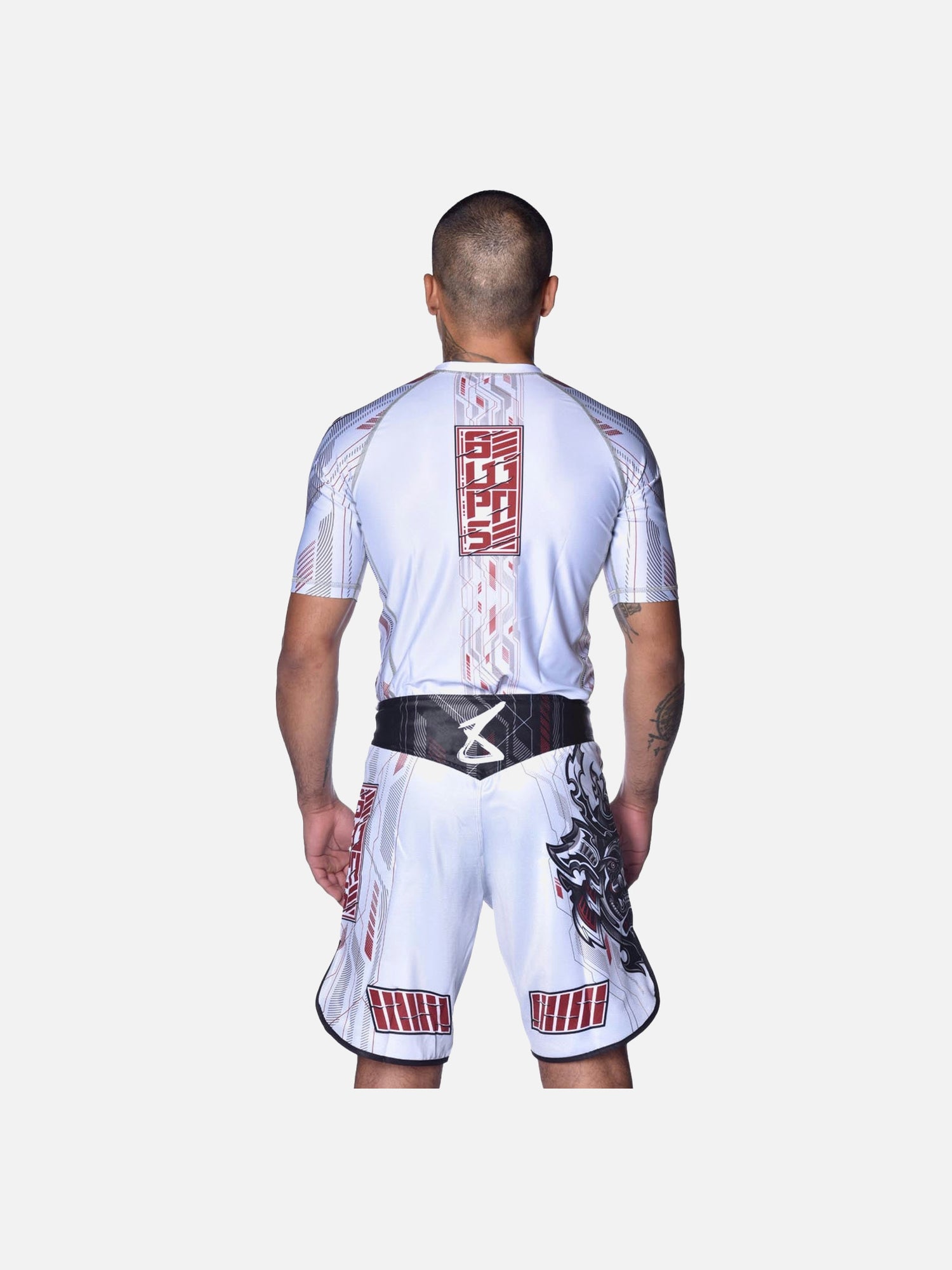 Pantaloni scurți MMA 8 WEAPONS Samurai 2.0 – Alb/Roșu