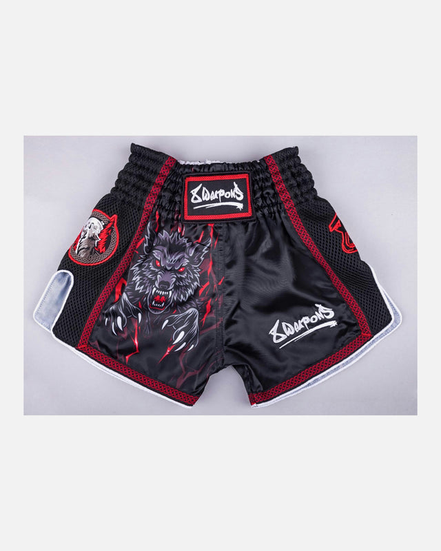 Pantaloncini Muay Thai 8 WEAPONS Beastial Wolf – Nero/Rosso