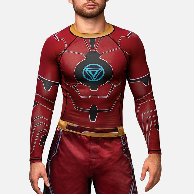 Rashguard Marvel Dlouhé rukávy Iron Man – Červený